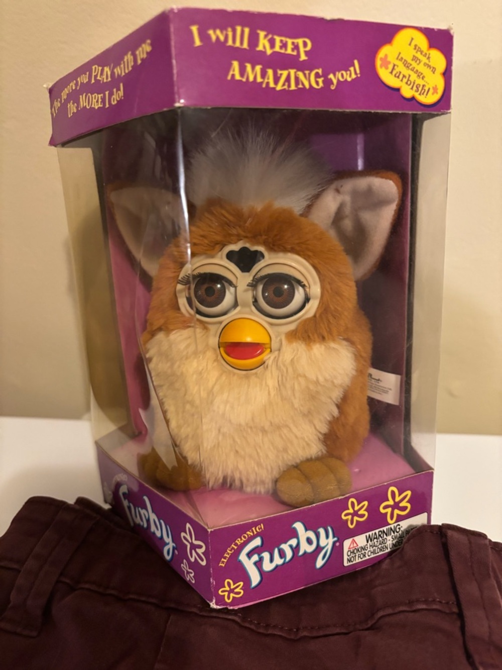 Vintage Furby Plush in Brown and Cream (In Box)